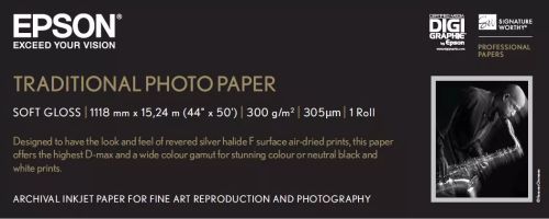 Revendeur officiel Papier EPSON S045056 Traditional photo papier 330g/m2 1118mm x 15m 1 rouleau