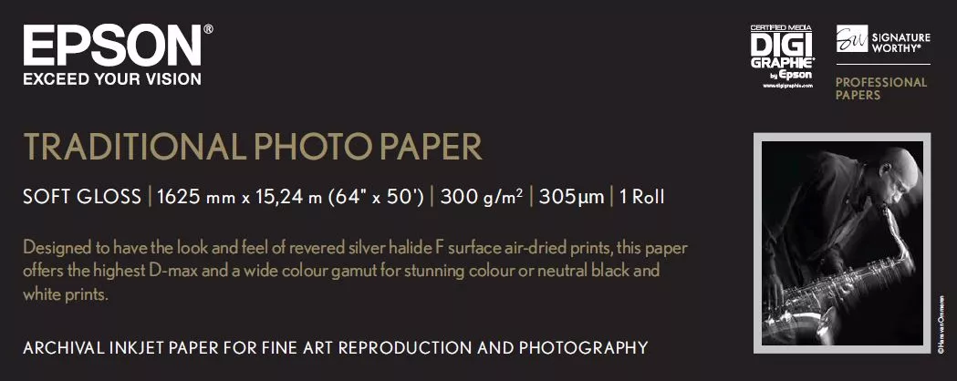 Revendeur officiel Papier EPSON S045107 Traditional photo papier inkjet 300g/m2