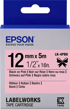 Achat Epson Ruban satin pour étiqueteuse LK-4PBK Noir/Rose 12 au meilleur prix