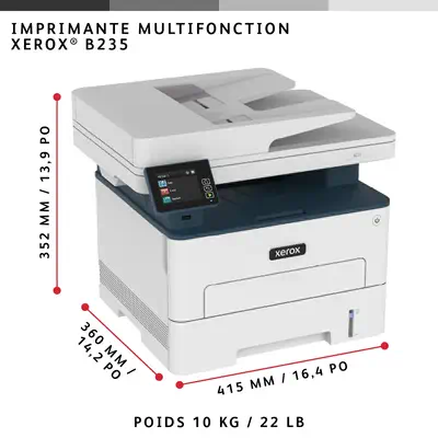 Xerox B235 copie/impression/numérisation/télécopie recto verso sans fil A4, 34 ppm, PS3 PCL5e/6, cha - Multifonctions Laser - visuel 8