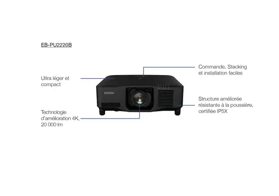 Epson EB-PU2220B Projecteur pour grandes salles 20000 ANSI lumens 3LCD WUXGA (1920x1200) Noir - Vidéoprojecteur Professionnel - visuel 2