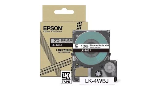 Revendeur officiel Papier EPSON Matte Tape White/Black 12mm 8m LK-4WBJ