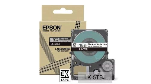 Achat EPSON Matte Tape Clear/Black 18mm 8m LK-5TBJ et autres produits de la marque Epson