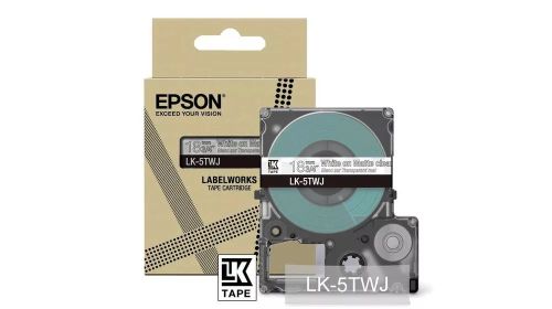 Achat EPSON Matte Tape Clear/White 18mm 8m LK-5TWJ sur hello RSE