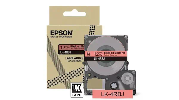 Vente EPSON Matte Tape Red/Black 12mm 8m LK-4RBJ au meilleur prix