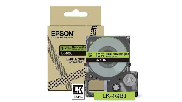 Vente Papier EPSON Matte Tape Green/Black 12mm 8m LK-4GBJ