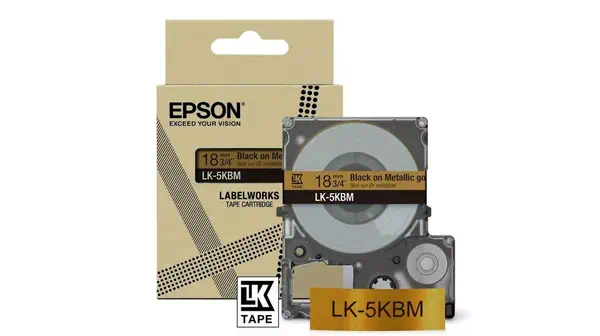 Vente Papier EPSON Metallic Tape Gold/Black 18mm 9m LK-5KBM