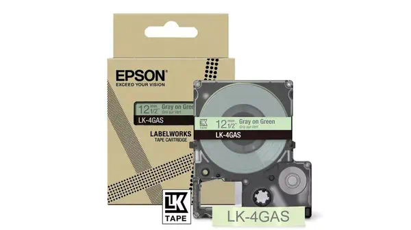 Revendeur officiel EPSON Colour Tape Green/Grey 12mm 8m LK-4GAS