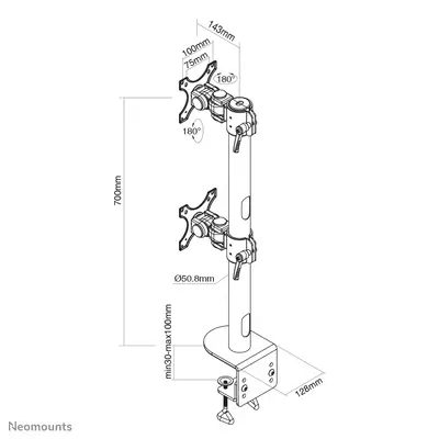 Neomounts FPMA-D960DVBLACKPLUS Support d'écran à fixer 17-49" - installation verticale - Support Fixe & Mobile - visuel 1