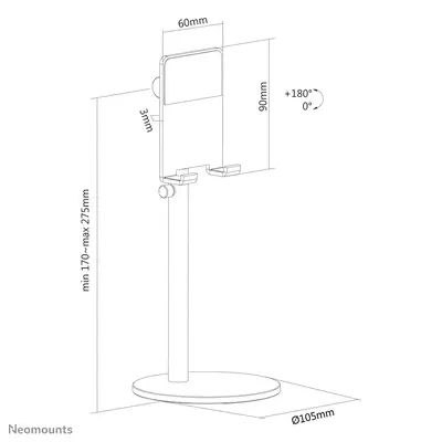 Neomounts DS10-200SL1 Support pour téléphone jusqu'à 7" - réglable en hauteur - universel - Accessoire Moniteur - visuel 1