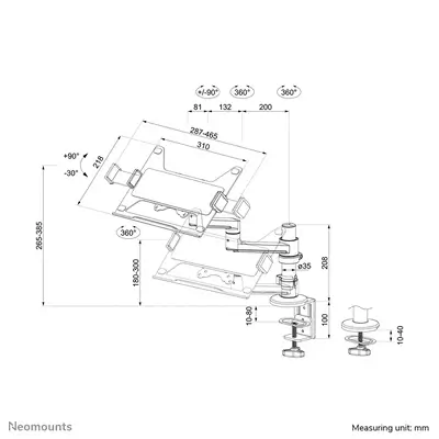 Neomounts DS20-425BL1 Support d'ordinateur portable à fixer 11.6-17.3" - économie d'espace - Support Fixe & Mobile - visuel 8