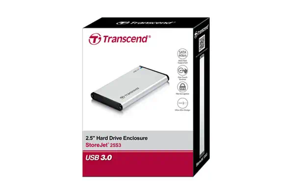 Transcend StoreJet 25S3 Boîtier disque dur/SSD Argent 2.5" Alimenté par port USB - Disque dur SSD - visuel 3