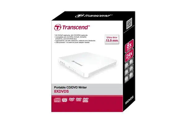 Transcend TS8XDVDS-W lecteur de disques optiques DVD±RW Blanc - Lecteur Optique - visuel 3