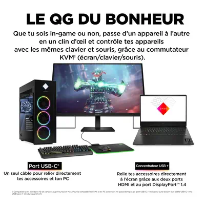 Écran gamer UHD 144 Hz OMEN 27 pouces HP - visuel 1 - hello RSE - Compatible avec les consoles nouvelle génération