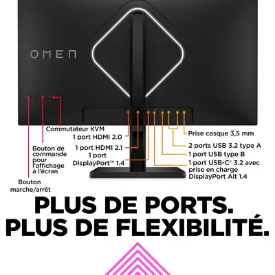 Écran gamer UHD 144 Hz OMEN 27 pouces HP - visuel 1 - hello RSE - Commutateur KVM intégré