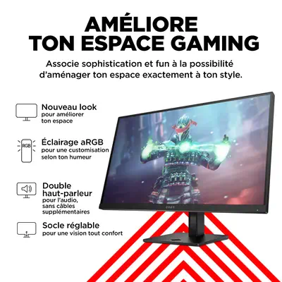 Écran gamer UHD 144 Hz OMEN 27 pouces HP - visuel 1 - hello RSE - De nombreux ports