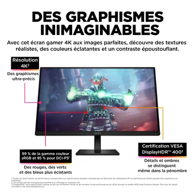 Écran gamer UHD 144 Hz OMEN 27 pouces HP - visuel 1 - hello RSE - Temps de réponse GTG de 1 ms avec Overdrive
