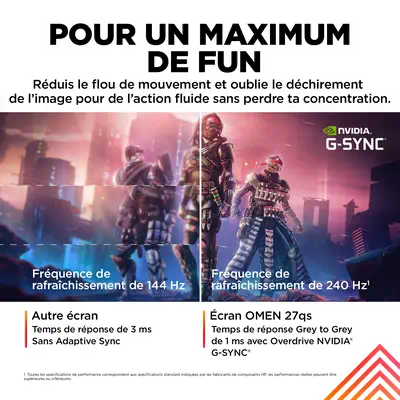 Écran gamer QHD 240 Hz OMEN 27 pouces HP - visuel 1 - hello RSE - VESA DisplayHDR™ 400