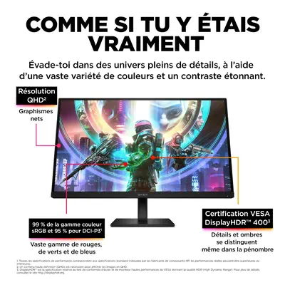 Écran gamer QHD 240 Hz OMEN 27 pouces HP - visuel 1 - hello RSE - Éclairage aRGB