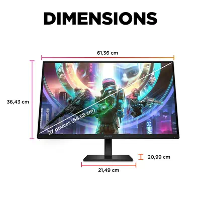 Écran gamer QHD 240 Hz OMEN 27 pouces HP - visuel 1 - hello RSE - Écran ClearMR 6000 certifié VESA