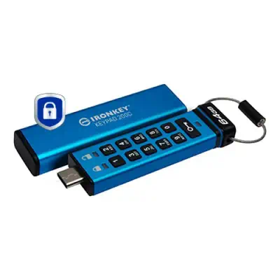 IronKey Keypad 200C USB-C de 64 Go, FIPS 140-3 niveau 3 AES-256 - Kingston - Adaptateur stockage - visuel 2