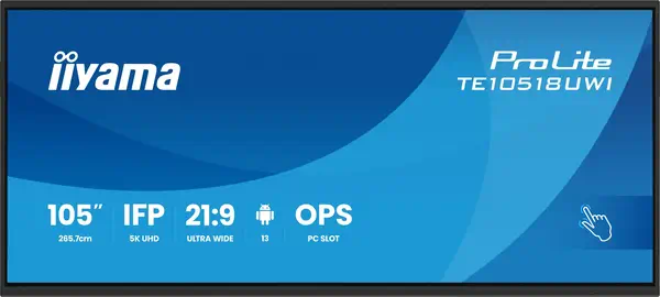 iiyama TE10518UWI-B1AG Écran d'affichage dynamique Carte A numérique 2,66 m (104.6") LED Wifi 450 cd - Ecran Numérique Interactif - visuel 1