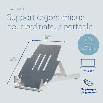 Support pour ordinateur portable R-Go Riser Basic, support pour ordinateur portable pliable et régla - R-Go Tools - Autre Accessoire pour portable - visuel 10