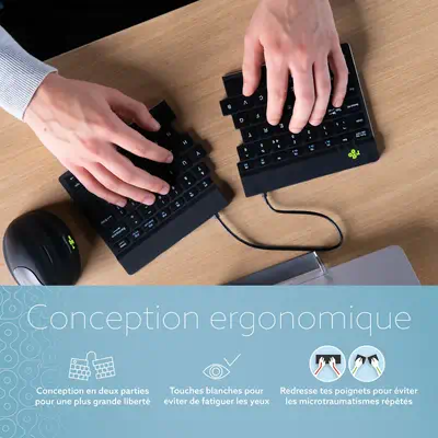 Clavier ergonomique R-Go Split Break avec logiciel de pause, clavier ergonomique divisé, AZERTY (FR) - R-Go Tools - visuel 10