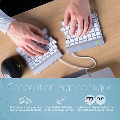 Clavier ergonomique R-Go Split Break avec logiciel de pause, clavier ergonomique divisé, AZERTY (FR) - R-Go Tools - visuel 9