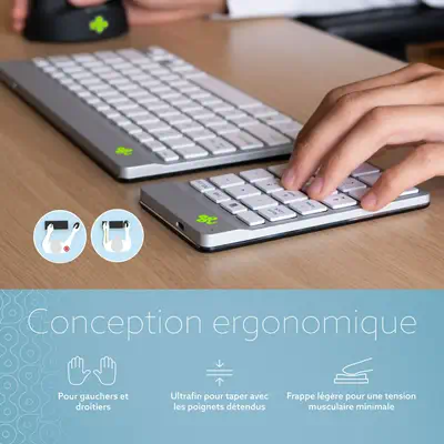 Clavier R-Go Numpad Break, clavier numérique ergonomique avec logiciel de pause, bluetooth, blanc - R-Go Tools - visuel 4