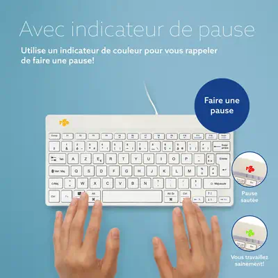Clavier ergonomique R-Go Compact Break, clavier compact avec logiciel de pause,AZERTY (FR), Filaire, - R-Go Tools - visuel 9