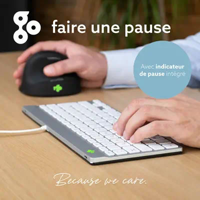 Clavier ergonomique R-Go Compact Break, clavier compact avec logiciel de pause,AZERTY (FR), Filaire, - R-Go Tools - visuel 10