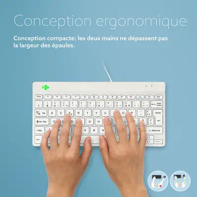 Clavier ergonomique R-Go Compact Break, clavier compact avec logiciel de pause,AZERTY (FR), Filaire, - R-Go Tools - visuel 8