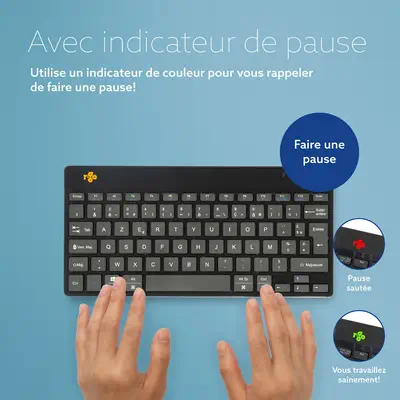 Clavier ergonomique R-Go Compact Break, clavier compact avec logiciel de pause,AZERTY (FR), Bluetoot - R-Go Tools - visuel 9