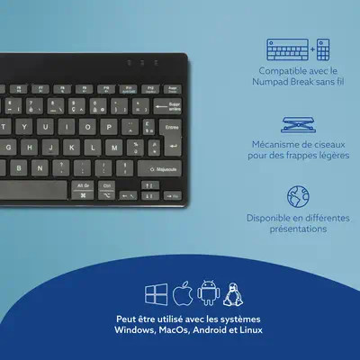 Clavier ergonomique R-Go Compact Break, clavier compact avec logiciel de pause,AZERTY (FR), Bluetoot - R-Go Tools - visuel 10