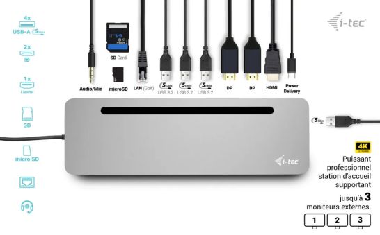 Vente I-TEC USB-C Metal Ergonomic 4K 3x Display Docking i-tec au meilleur prix - visuel 4