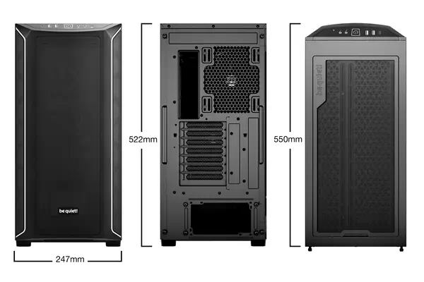 Shadow Base 800 Noir | Boîtier PC ARGB vitré, Mini ITX / Micro ATX / ATX / E-ATX, 3 ventilateurs Pur - be quiet! - Boitier - visuel 2
