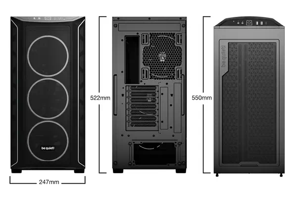 Shadow Base 800 Noir | Boîtier PC ARGB vitré, Mini ITX / Micro ATX / ATX / E-ATX, 4 ventilateurs Lig - be quiet! - Boitier - visuel 2