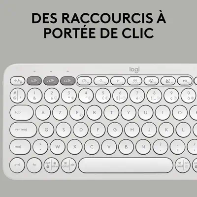 Logitech 920-012210 clavier Souris incluse Universel RF sans fil + Bluetooth AZERTY Français Blanc - Clavier - visuel 4