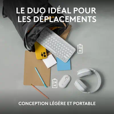 Logitech 920-012210 clavier Souris incluse Universel RF sans fil + Bluetooth AZERTY Français Blanc - Clavier - visuel 8