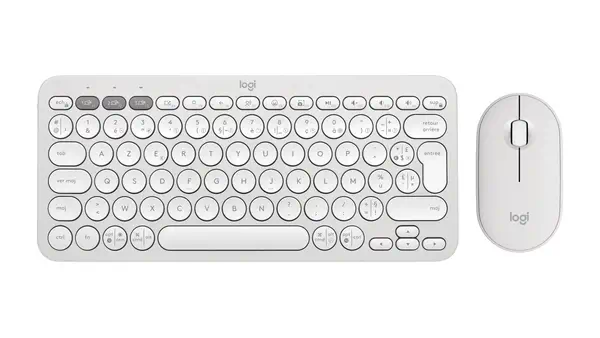 Logitech 920-012210 clavier Souris incluse Universel RF sans fil + Bluetooth AZERTY Français Blanc - Pack Clavier, souris - visuel 1