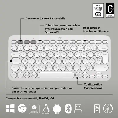 Logitech 920-012240 clavier Souris incluse Universel RF sans fil + Bluetooth QWERTY US International - Clavier - visuel 7