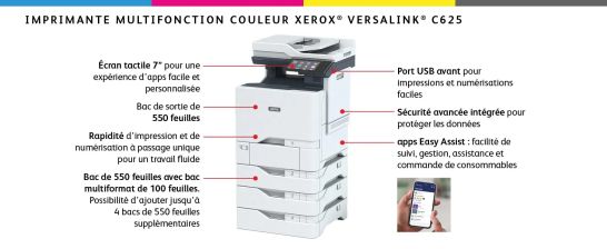 Vente Xerox VersaLink C625 A4 50 ppm - Copie/Impression/Numérisation/Fax Xerox au meilleur prix - visuel 6