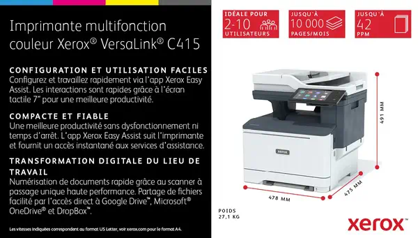 Xerox VersaLink C415 A4 40 ppm Xerox - visuel 1 - hello RSE - Une sécurité qui anticipe sur vos besoins changeants.