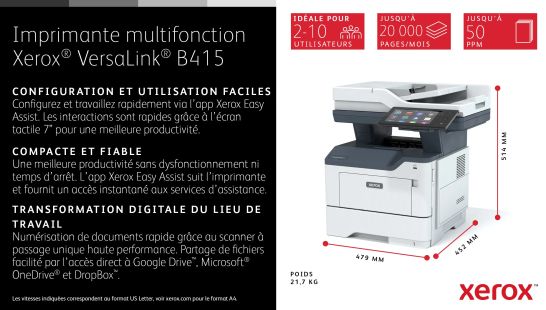 Achat Xerox VersaLink B415 A4 47 ppm - Copie/Impression/Numérisation/Fax sur hello RSE - visuel 7