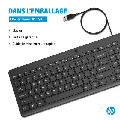 HP 150 WD KBD FR clavier Universel USB HP - visuel 1 - hello RSE - Que la LED soit