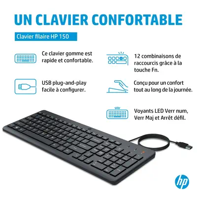 Clavier filaire HP 150 HP - visuel 1 - hello RSE - Couverture qui offre une tranquillité d'esprit