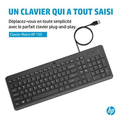 HP 150 WD KBD FR clavier Universel USB Noir - Clavier - visuel 10