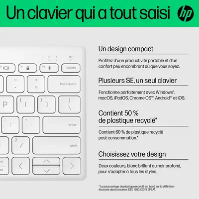 Clavier Bluetooth multi-périphériques compact HP 350 - visuel 8