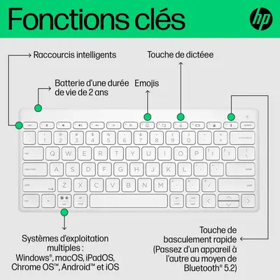 Clavier Bluetooth multi-périphériques compact HP 350 HP - visuel 1 - hello RSE - Choisissez votre style